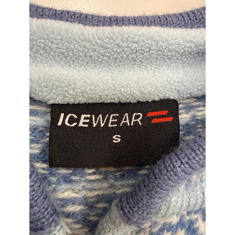 Icewear Icelandic Wool Cardigan Sweater Blue Fair Isle Nordic Pewter Button S - Picture 2 of 11